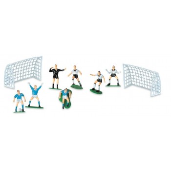 KIT CALCIO PLASTICA DECORAZIONE TORTA CALCIATORI PORTE