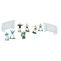KIT CALCIO PLASTICA DECORAZIONE TORTA CALCIATORI PORTE