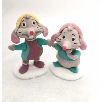 KIT 2 PEZZI TOPINI DI CENERENTOLA IN ZUCCHERO - GIAC 7 CM...