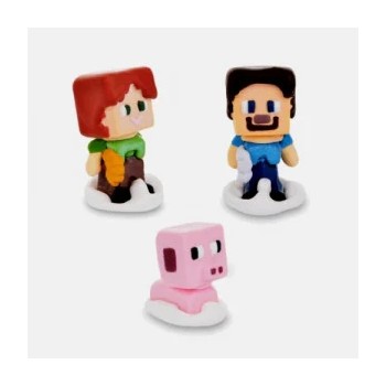 KIT MINECRAFT IN ZUCCHERO - 3 PEZZI: STEVE, ALEX E PIG