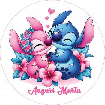 STITCH ANGEL BACIO CIALDA PER TORTA TONDA _274CT
