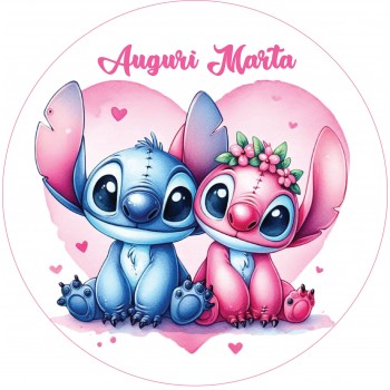 STITCH ANGEL CUORE CIALDA PER TORTA TONDA _272CT