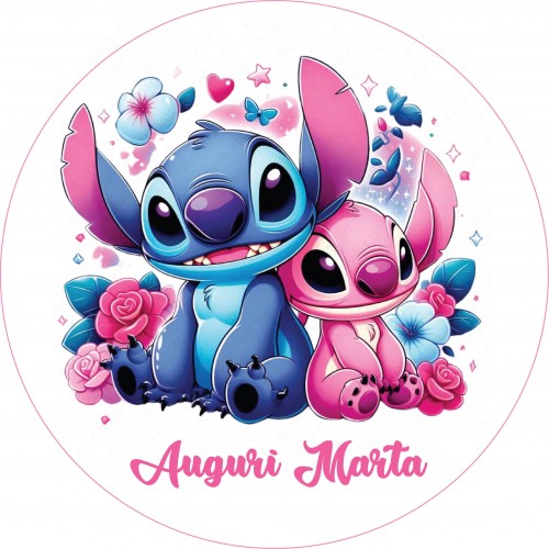 STITCH ANGEL FIORI CIALDA PER TORTA TONDA _273CT
