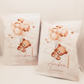 PACCHETTO PATATINE PERSONALIZZATO ORSETTO CON PALLONCINI...