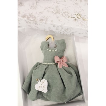 BOMBONIERA Vestito Profuma Biancheria Verde Salvia con...