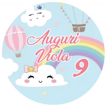 AUGURI BIMBA ARCOBALENO CIALDA PER TORTA TONDA _305CT