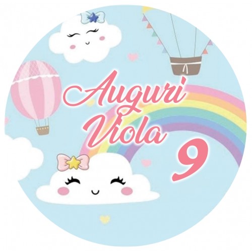 AUGURI BIMBA ARCOBALENO CIALDA PER TORTA TONDA...