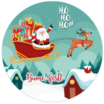 BABBO NATALE SLITTA RENNE CHRISTMAS CIALDA PER TORTA...