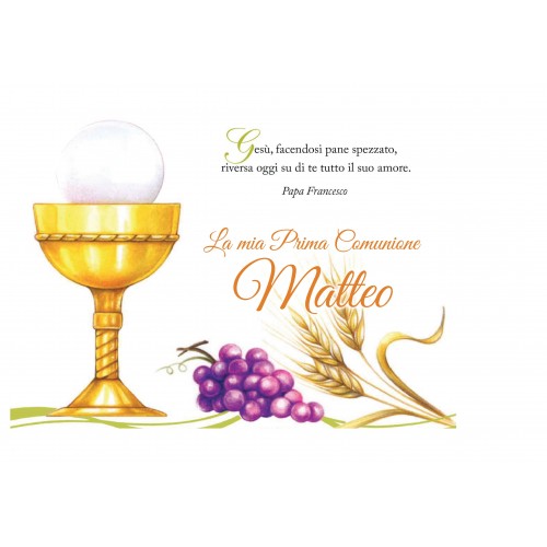 PRIMA COMUNIONE FRASE PAPA FRANCESCO CALICE UVA...