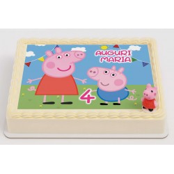 KIT CIALDA + PERSONAGGIO IN ZUCCHERO PEPPA PIG PER TORTA RETTANGOLARE _320CRBIS