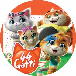 KIT CIALDA + 4 PERSONAGGI IN ZUCCHERO 44 GATTI CATS PER TORTA TONDA _001CTBIS
