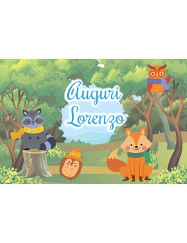 BOSCO ANIMALI GUFO RICCIO PROCIONE VOLPE CIALDA PER TORTA...