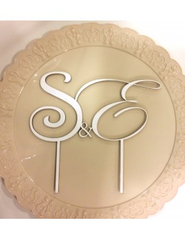 CAKE TOPPER SCRITTA MATRIMONIO PERSONALIZZATO INIZIALI LEGNO