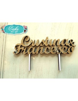 CAKE TOPPER SCRITTA MATRIMONIO PERSONALIZZATO NOMI E DATA LEGNO