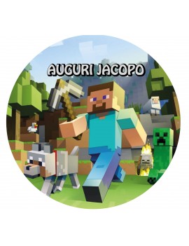 MINECRAFT CIALDA PER TORTA TONDA _185CT
