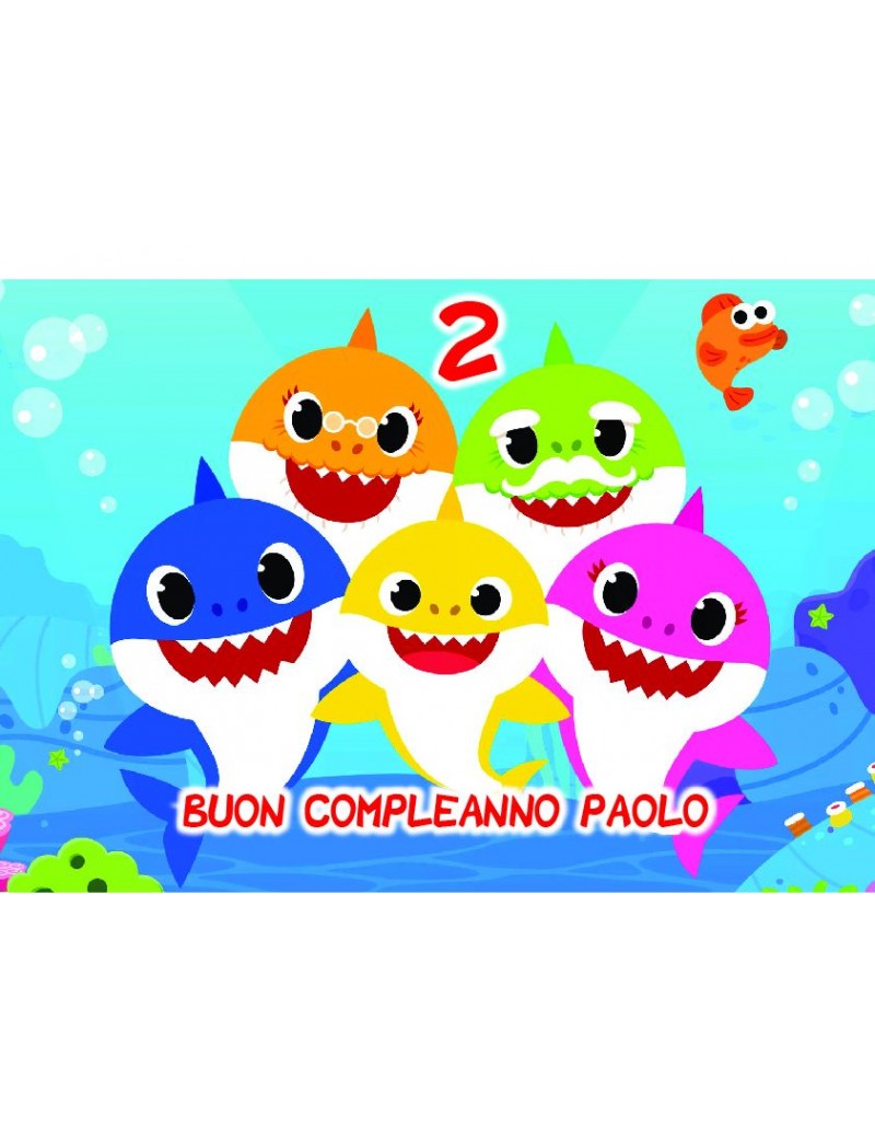 BABY SHARK SQUALI CIALDA PER TORTA RETTANGOLARE...