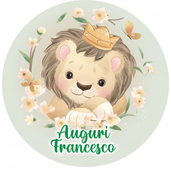 LEONE LEONCINO CON CORONA CUTE CIALDA PER TORTA TONDA _262CT
